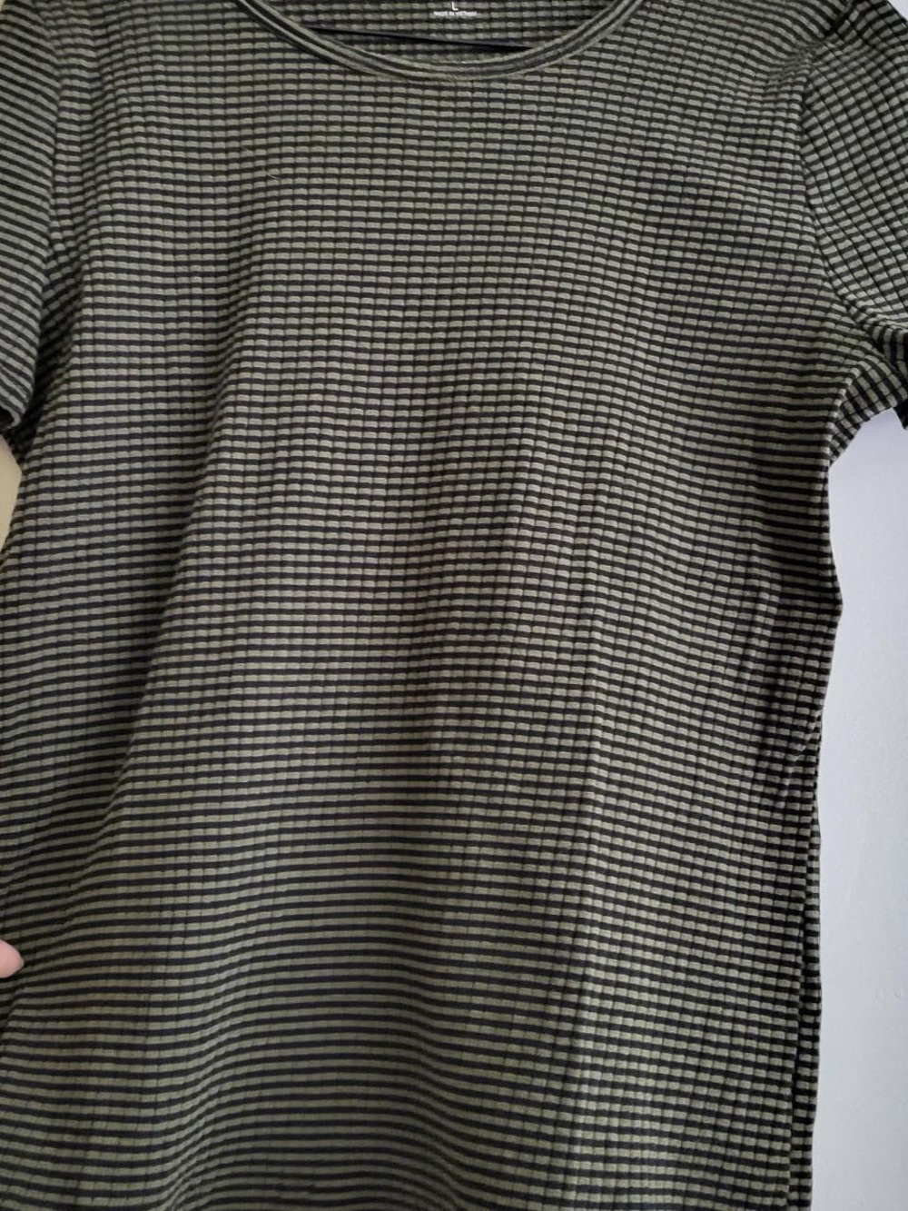 a.n.a Olive and Black Striped Short Sleeve Tee